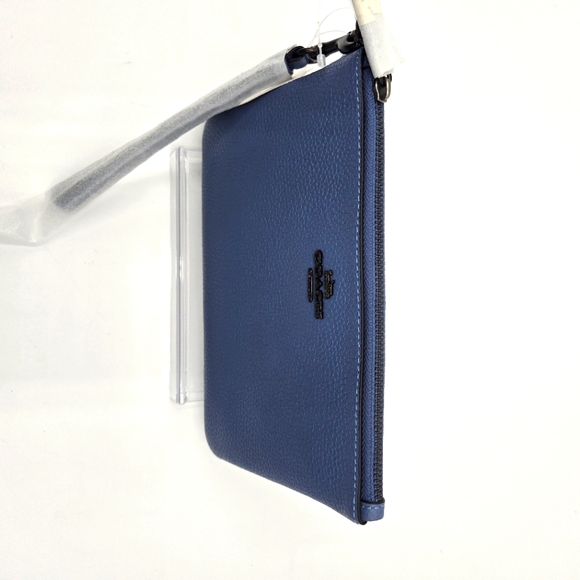 #4 COACH Polished Pebble Wristlet Chambray - Picture 9 of 11